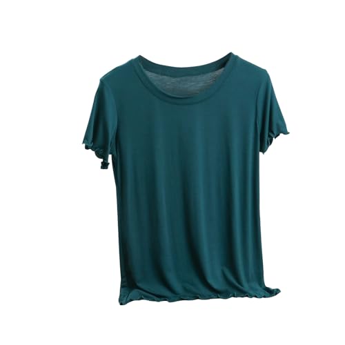 Short Sleeve Sleep Shirts for Women Modal Round Neck Solid Color